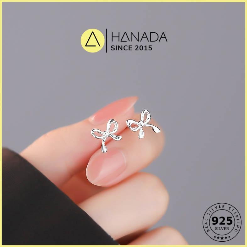 [BH TRỌN ĐỜI] Bông Tai BẠC 925 HANADA Nơ Trơn Xoắn Sóng  Đơn Giản 1802 A8 2