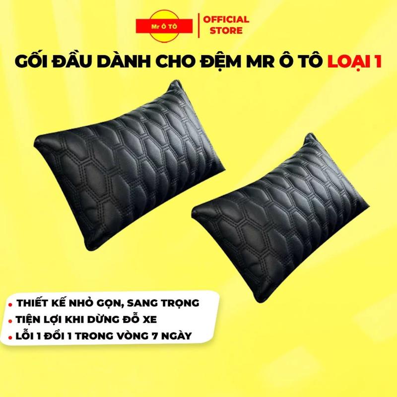 [ QUÀ TẶNG ] 2 Gối Tựa Đầu sử dụng cùng với Đệm Ghế Sau Ô Tô MR Ô TÔ loại 1 chất liệu da 3 đường chỉ cao cấp GDGS001 0