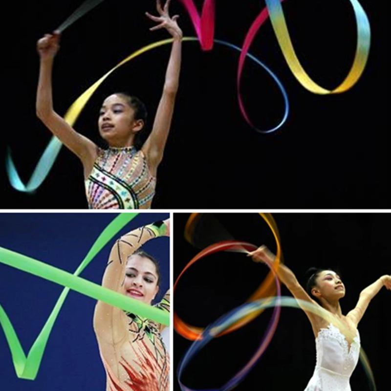 Product Introduction of 2M/4M Colorful Gym Ribbons Dance Ribbon Rhythmic Art Gymnastic Ballet Streamer Twirling Rod Stick For GYM Training Professional 31