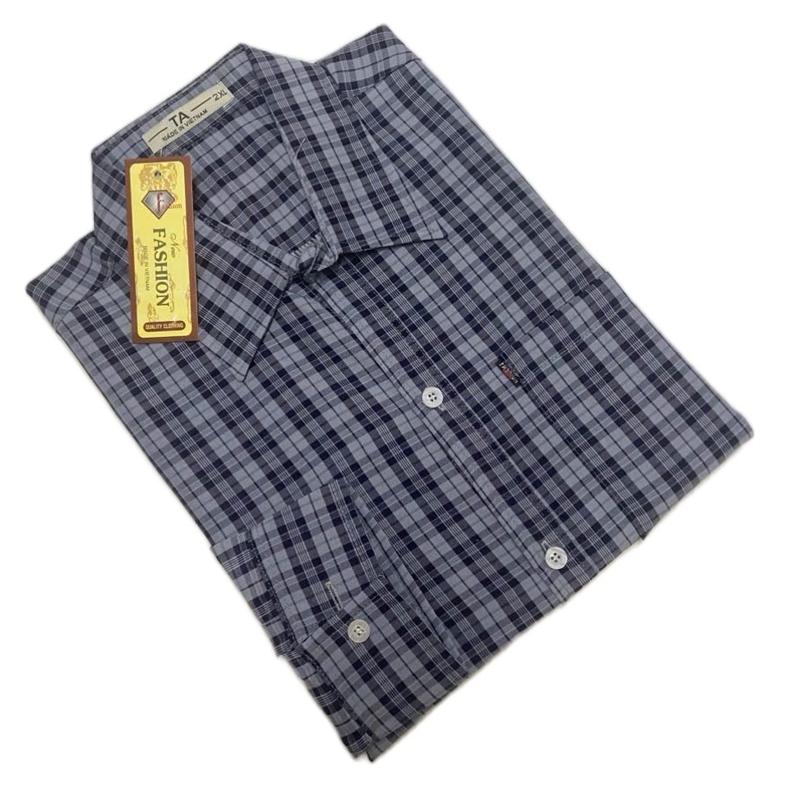 Áo sơ mi nam trung niên dài tay vải kate cotton, mềm, thoáng mát từ 45kg - 85kg Menswear Có Cổ Cổ Tròn 5