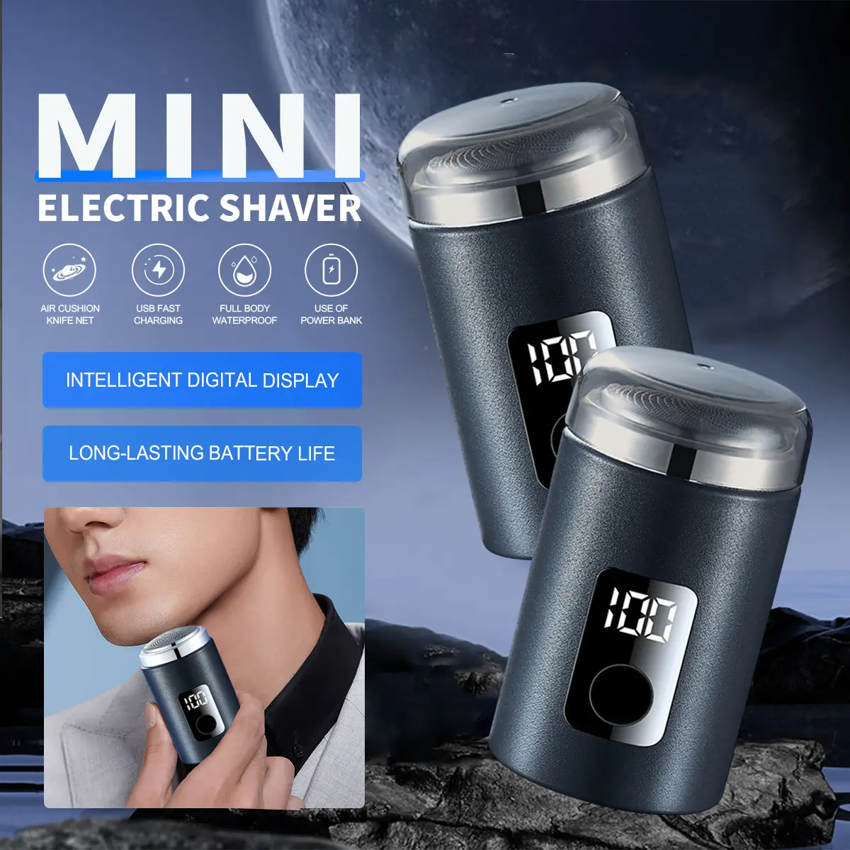 [SALE]Sanqiao-Men's Electric Razor 2024 New Intelligent Charging Washable Digital Display Mini Portable Razor 300mAh Shaver Smooth
