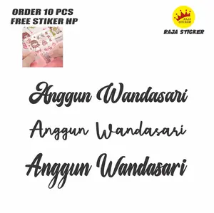 Stiker Custom Nama Latin Ukuran 12 x 2 cm - Pilihan Warna: Hitam, Putih, Gold, Hologram - Stationery, Paper