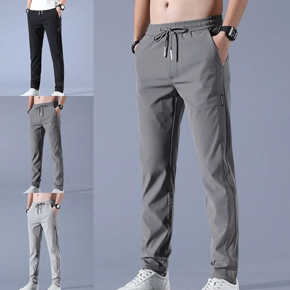 Men\'s Trousers Loose Straight-Leg Casual Pants Thin Quick-Drying Sports Pants