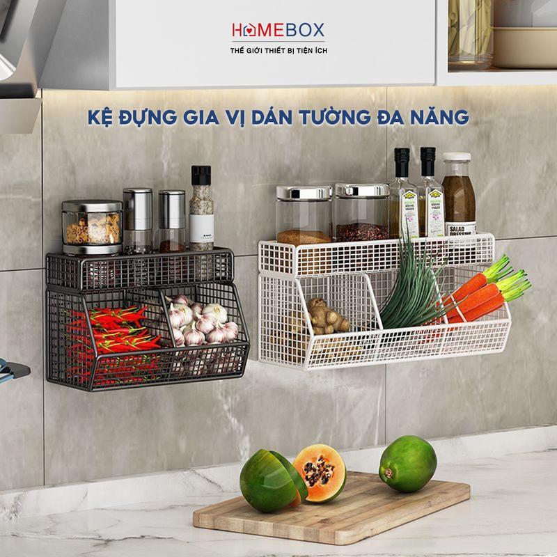Kệ Đựng Gia Vị Dán Tường Không Khoan Đục, Giỏ Đựng Hành Tỏi Đồ Dùng Đa Năng Dán Tường Kệ Để Đồ Nhà Bếp Thép Sơn Tĩnh Điện