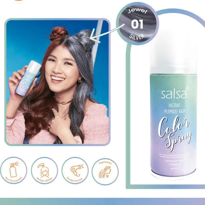 SALSA Instant Mermaid Hair Color Spray / Pilox Rambut / Semir Cat Pewarna Rambut Temporary / Tidak Permanent 6