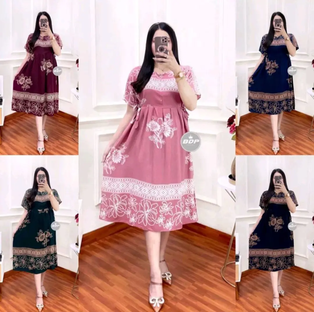 NEW Daster cibi motif bunga bahan rayon premium tebal busui friendly daster kekinian Belah Samping Wanita