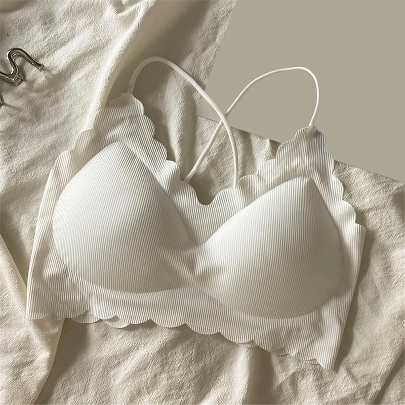  Vải nuôi dưỡng da thoải mái thân thiện với da thoải mái Đàn Hồi CaoÁo Ngực Hở Lưng Không Đường May Hàn Quốc Thể Thao Nữ Siêu Thoải Mái Không Dây Áo Ngắn Nâng Ngực Để Ngăn Ngừa Chảy Xệ 