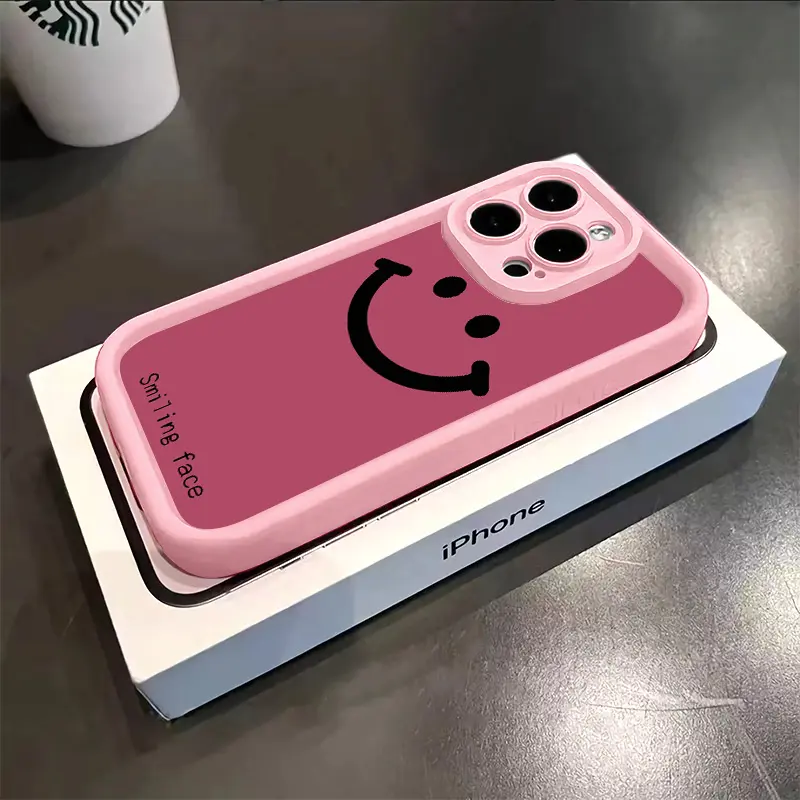 Vỏ tương thích cho iPhone 15, 14, 13, 12, 11 Pro Max, X, Xr, Xs Max, SE, 8, 7 Plus, biểu cảm mặt cười tối giản, Cặp đôi dễ thương, ống kính Ốp Điện Thoại , bao gồm tất cả, vỏ silicon mềm chống sốc cho điện thoại, nắp lưng TPU 1