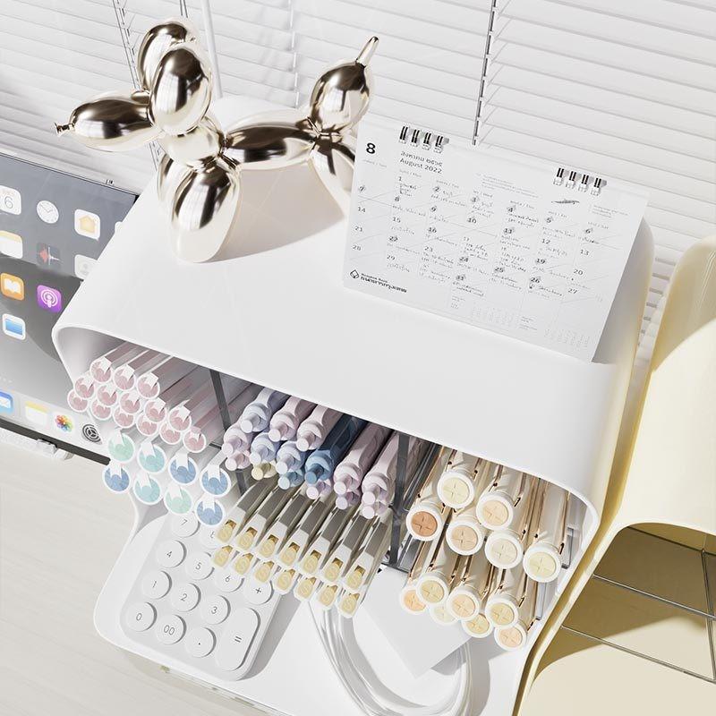 Desk Pen Holder, 1 Count Large Capacity Stationery Storage Box, Desk Organizer for Student Desks, Writing Desks, and Office Desks, Desktop Organization, Office Supplies 3