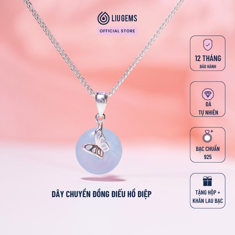Dây Chuyền Bạc 925 Cho Nữ Liugems Đồng Điếu Charm Hồ Điệp Đá Tự Nhiên Phong Thuỷ Ý Nghĩa, Thời Trang DD DC24 (Mua một, tặng một hộp đựng trang sức + một khăn lau bạc miễn phí)