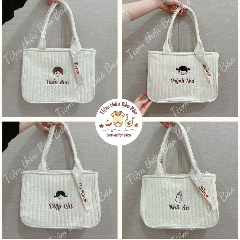 (Hàng thêu) Túi đựng bỉm sữa thời trang cho Mẹ và Bé phong cách Hàn Xẻng