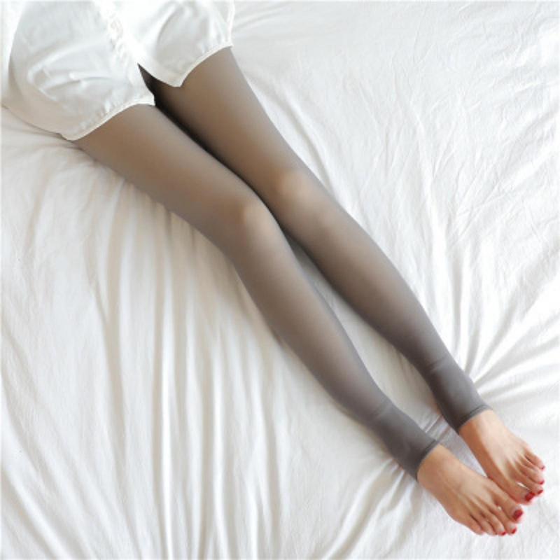 Product Introduction of Autumn And Winter Elastic Gray Fake Transparent Plus Velvet Warm Leggings Tights 29