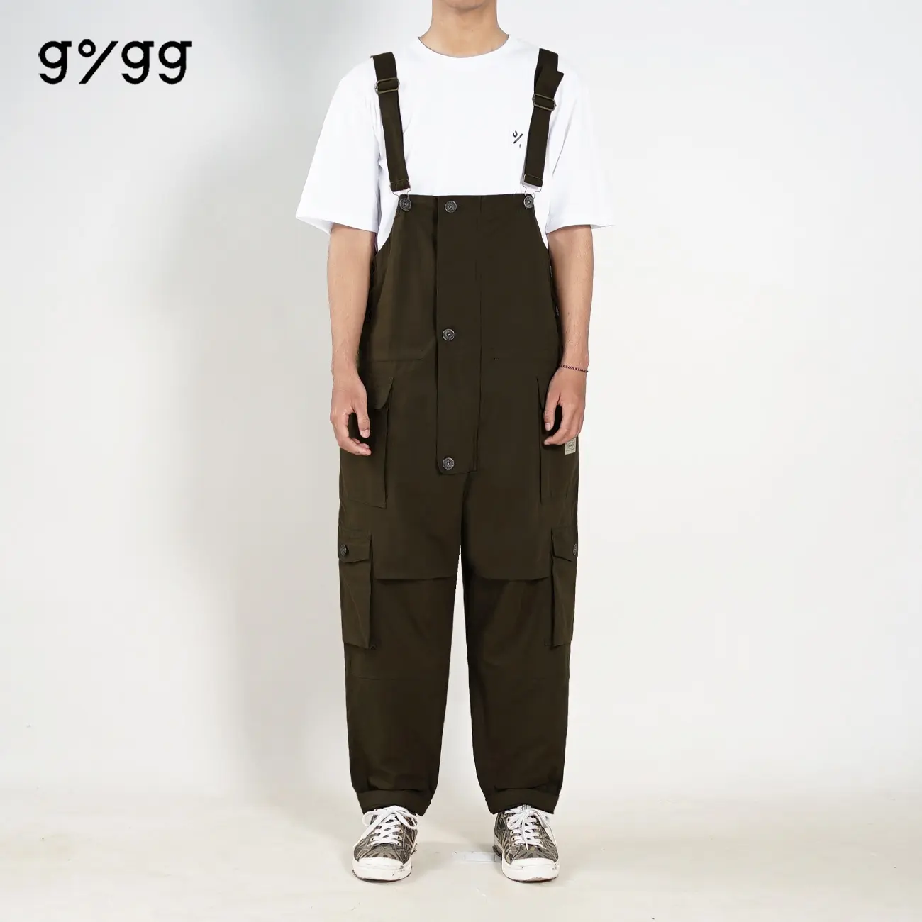 Gigg - Text - Jumpsuit Olive - Overall Cowok Cargo - Baju Kodok Pria
