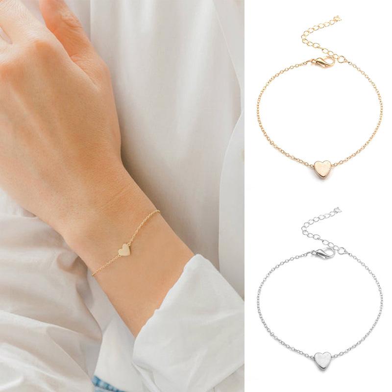 Vòng tay trái tim đào thời trang bằng hợp kim mạ vàng hình trái tim dành cho nữ