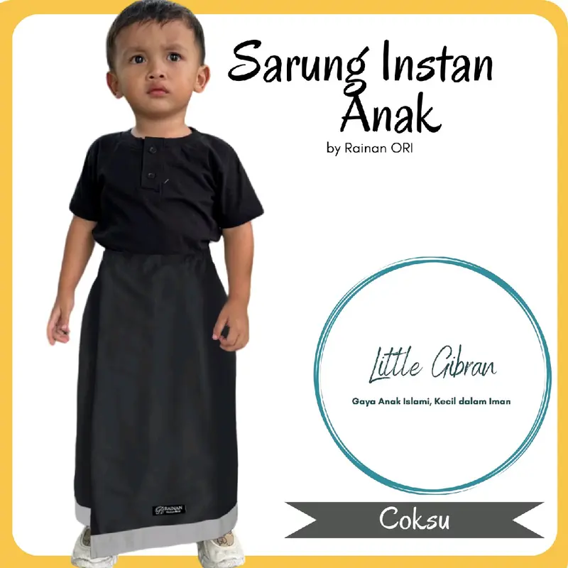 Little Gibran Sarung Instan Anak Laki Laki by Rainan ORI - Motif Printing Anak Sarung Ramadan Puasa Lebaran 8
