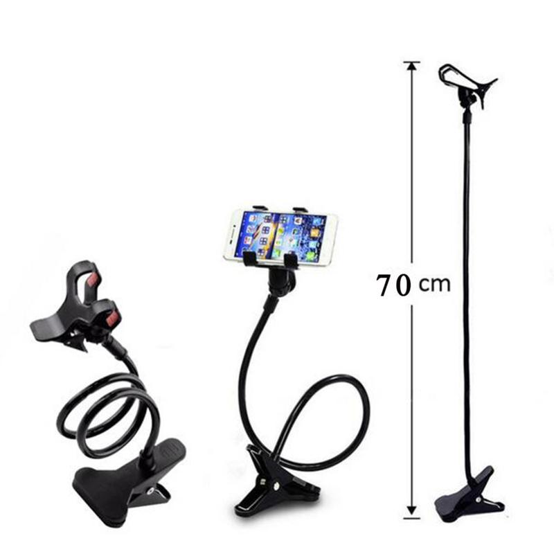 Adjustable Flexible Lazy Bone Holder Phone Brackets Metal Plastic Durable Bed Desk Base Clips Accessories Black 5