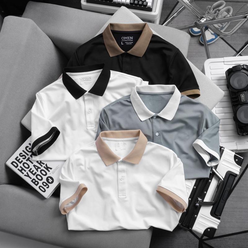 Combo 3 áo thun polo Omen OMP7 phối cổ phối tay