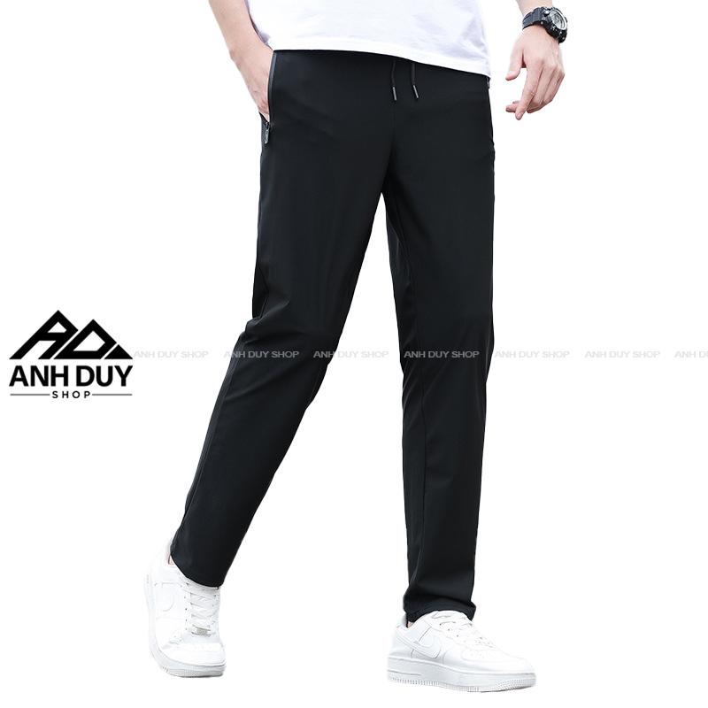 Quần Thể Thao Nam Nữ Dài Trơn Basic Túi Khóa Kéo Thể Dục Ống Suông Thun Poly Unisex ANH DUY SHOP QD06