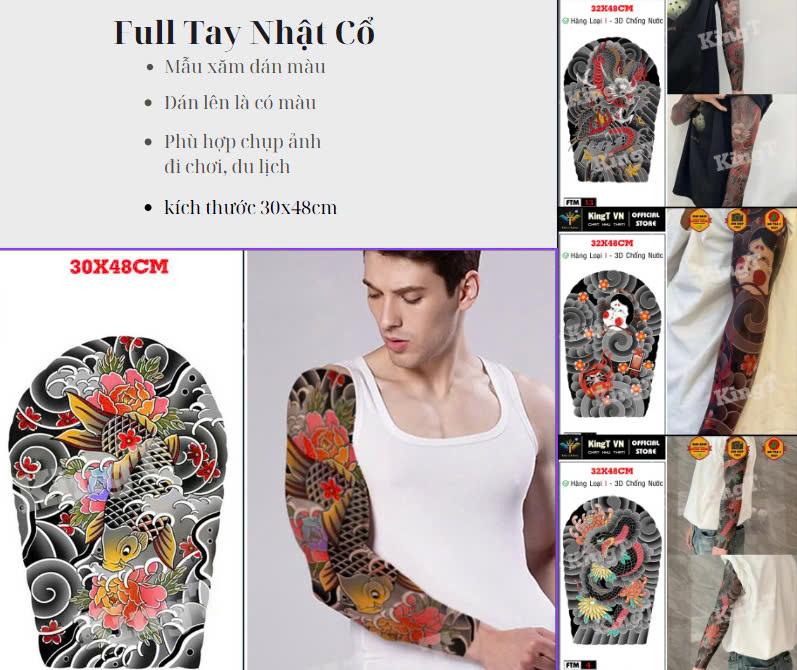 BST Hình xăm Full tay màu nhật cổ Hình xăm full tay màu phong cách nhật cổ chống nước lưu da 5 ngày là mẫu xăm kín vòng tay xămdán dán miếng