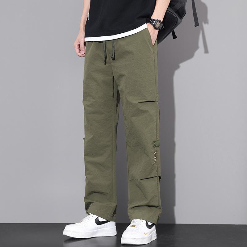 Spring and Summer New Trend Overalls Men's Comfortable and Loose Umbrella Soldiers Quick-Drying Straight Mop Casual Pants for Boys 8