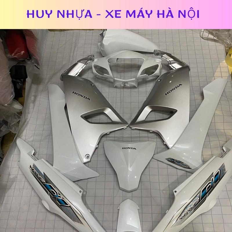 10 Mảnh Nhựa Bóng Bộ Vỏ Xe Wave Alpha 110 Đời 2017-2025 Màu Trắng Nhãn Dán Decal