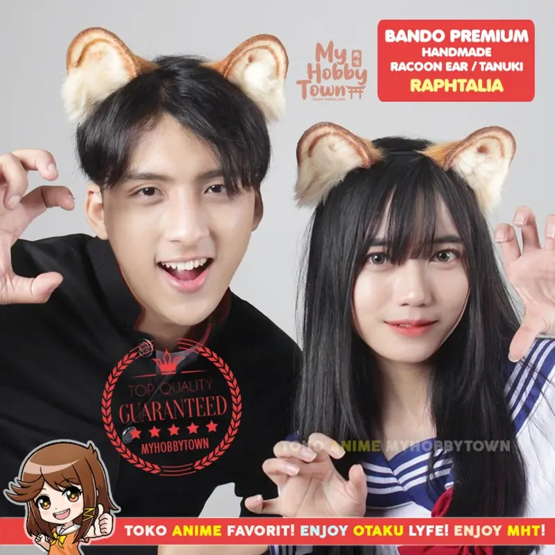 Bando Kuping Kucing Anjing Rubah Rakun Neko Mimi Fox Dog Raccoon Hairband Premium Furry Cosplay Raphtalia 6