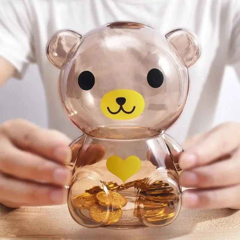 Transparent Plastic Creative Cartoon Piggy Bank Living Room Decoration Children's Toys Gift Piggy Bank Decorative Home Decor