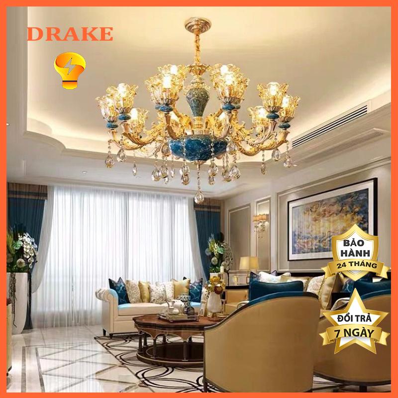 ( Miễn phí Ship) Đèn chùm 15 tay cổ điển DRAKE T4090 chao pha lê