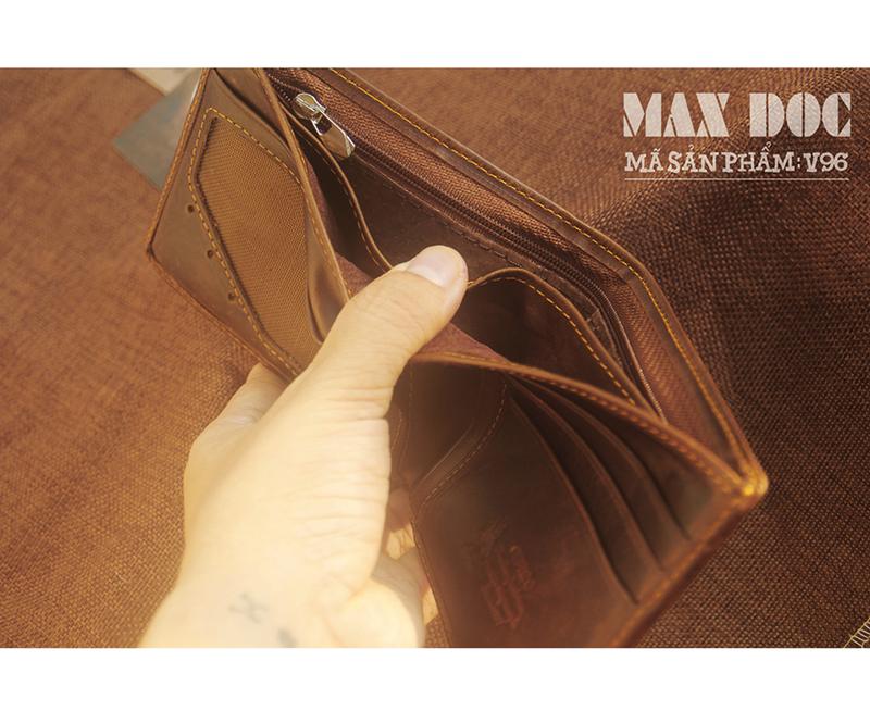 Ví Da BÒ Nam Cao Cấp Lót Da Bò Nguyên Miếng- V96 Wallet Hình Chữ Nhật Nhiều Ngăn 5