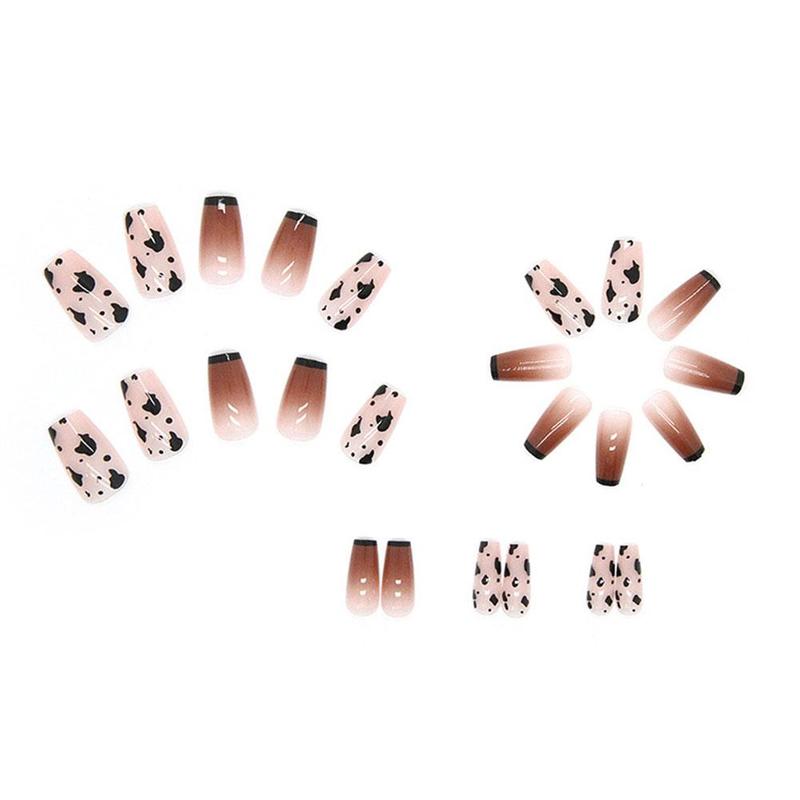Product Introduction of 24Pcs Fake Nails Set Light Luxury Flashing False Nails French Wearable Nails Removable False Nails 44