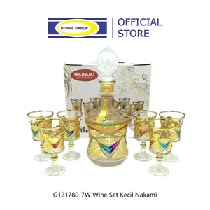 NAKAMI Wine set 7 pcs Minum Set Teko dan gelas SULTAN Warna GOLD Elegant