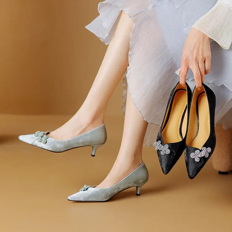 Leather single shoes handmade women's fashion high heels inside and outside all leather Classy Stylish Heeled Footwear Elegant Girl Comfort Decor