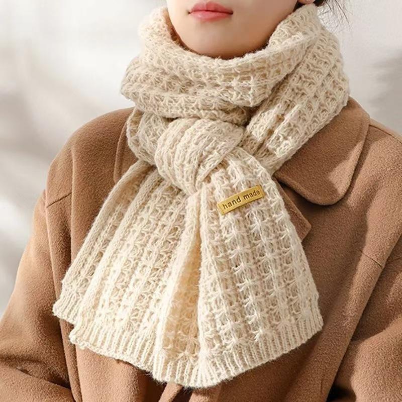 Women's Wool Knitted Scarf Autumn and Winter Korean Style All-Matching Thickened Warm Shawl Atmosphere High Sense Student Scarf Fashion 6