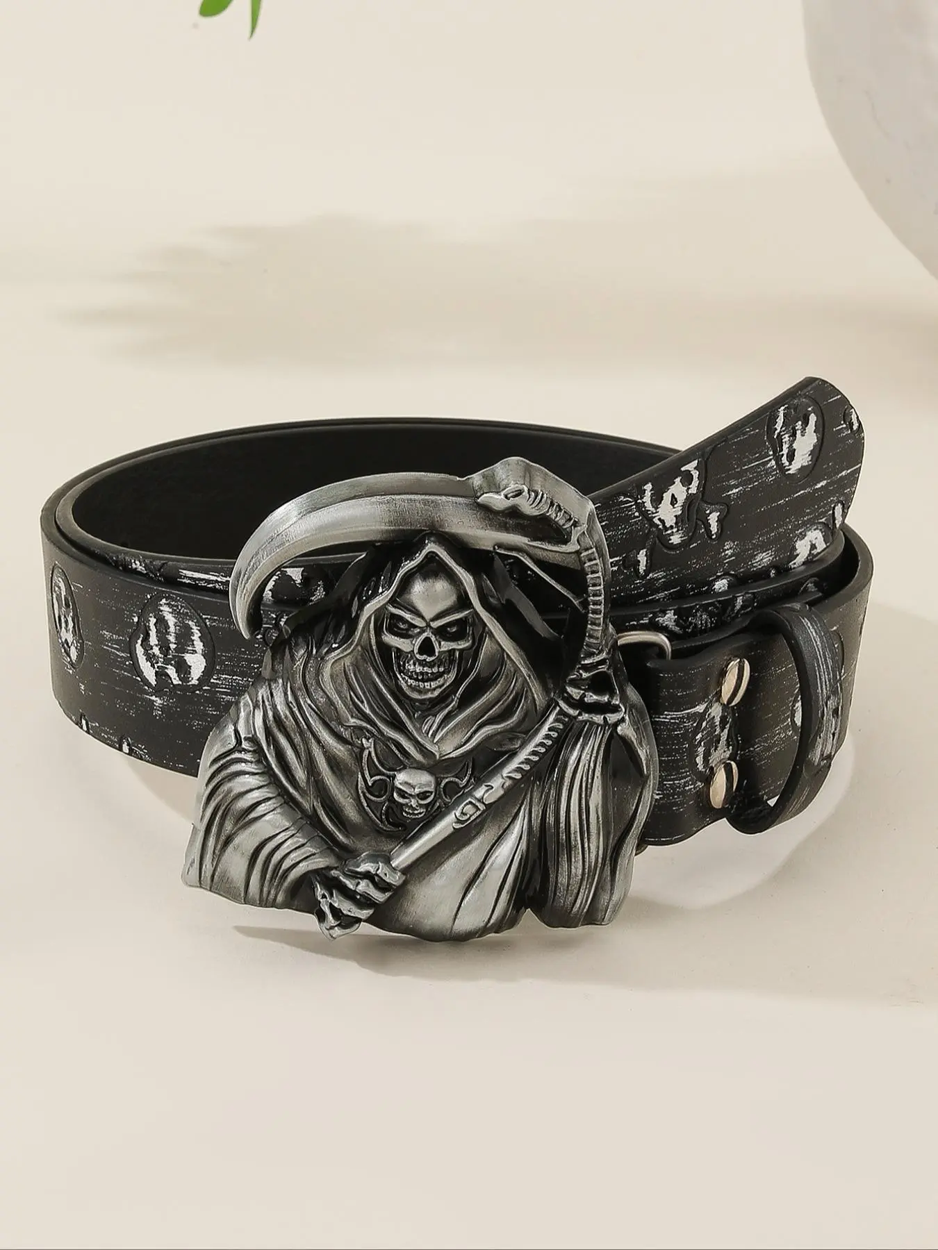 Men's Skull Design Pu Leather Belt, Fashionable Punk Style Belt for Party, Daily Clothing Decor, Trendy All-match & Exquisite Belt for Birthday Gift Halloween Party