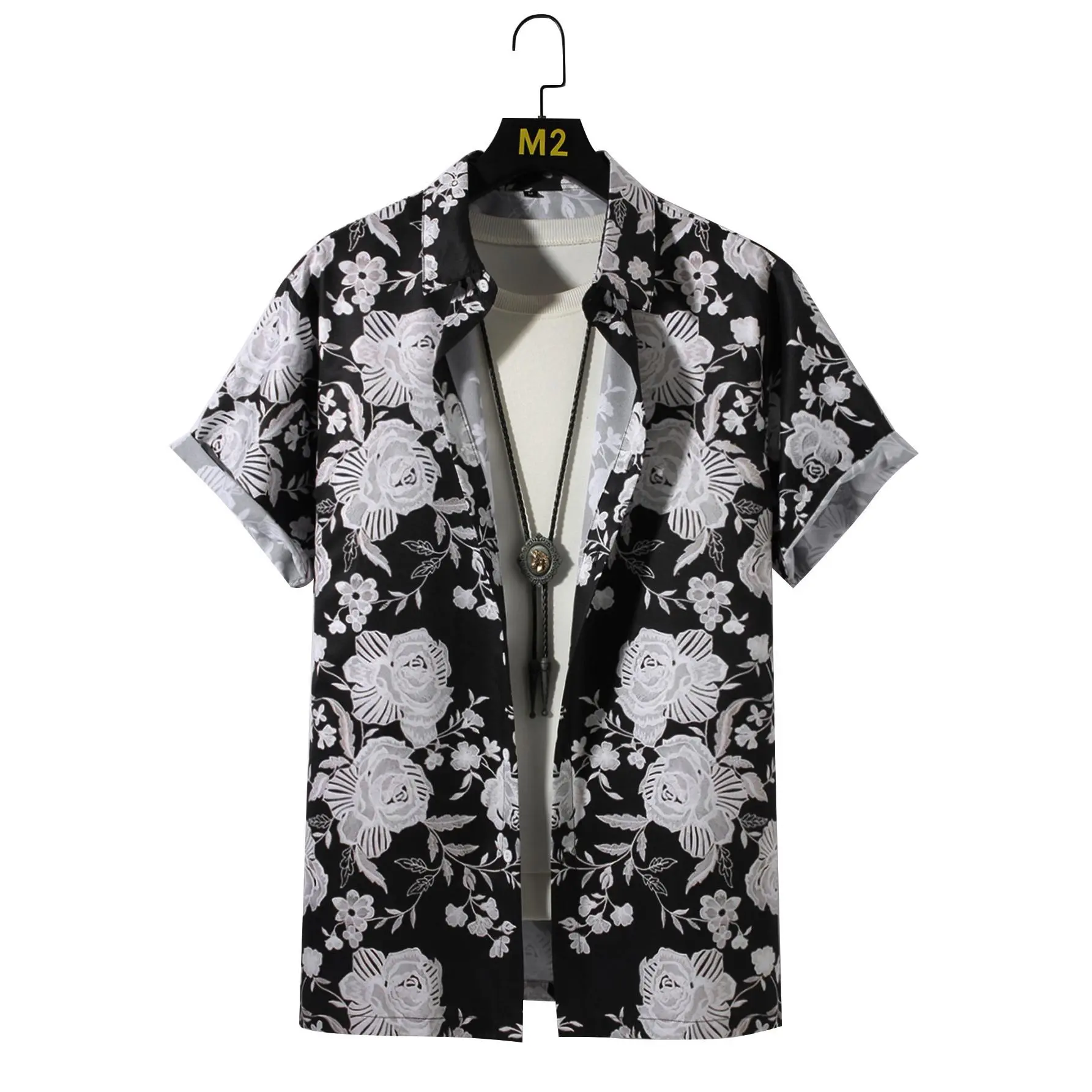 Summer men's high quality printed short sleeve shirt, new luxury fashion, casual beach breathable cool top streetwear