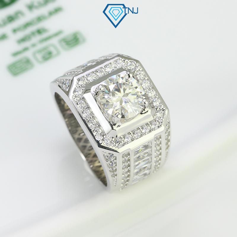 Nhẫn bạc nam M.o.i.s 8mm xi bạch kim cao cấp kiểm dịnh GRA NNAM0023 - Trang Sức TNJ