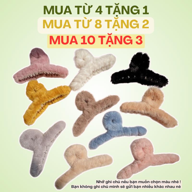   Mùa từ 4 tặng 1 - mua từ 8 tặng 2 - mua 10 tặng 3  Kẹp tóc càng cua phối lông phong cách Hàn Quốc phụ kiện cỡ size lớn hottrend cho nữ đẹp SAUHOUSE Hoa Voi 