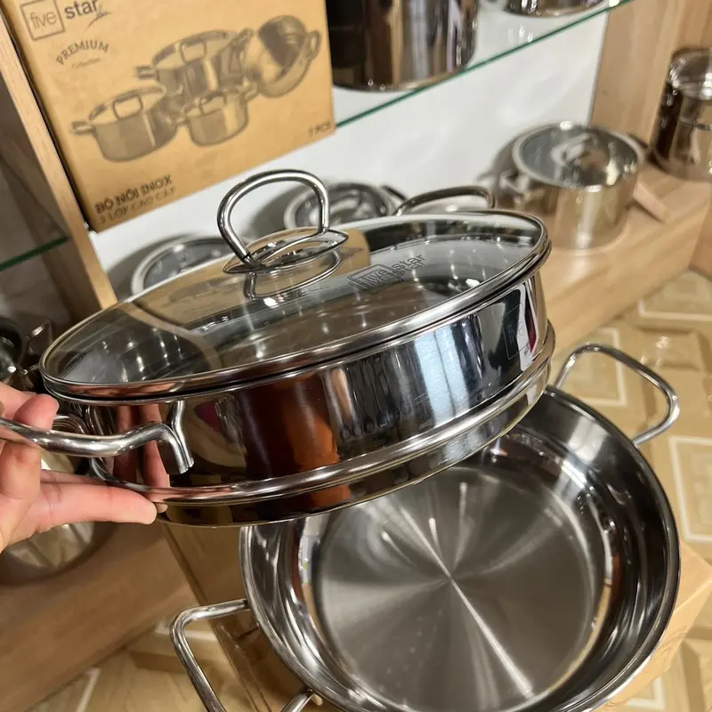 Bộ nồi + xửng inox fivestar cao cấp 3