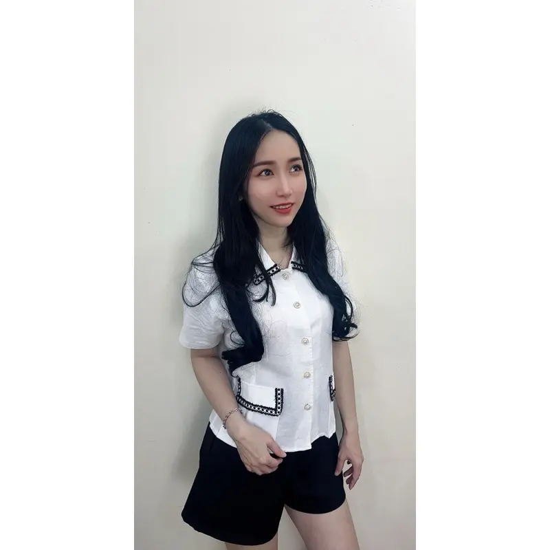 HERSOUL.ID 35 Lena Top-Kemeja Wanita Korea - Kemeja Wanita Kekinian - Kemeja Wanita Premium - Kemeja Wanita Linen - Atasan Wanita - Kemeja Kantoran - Atasan Kantoran baju flanel Panjang Tangan Oversize