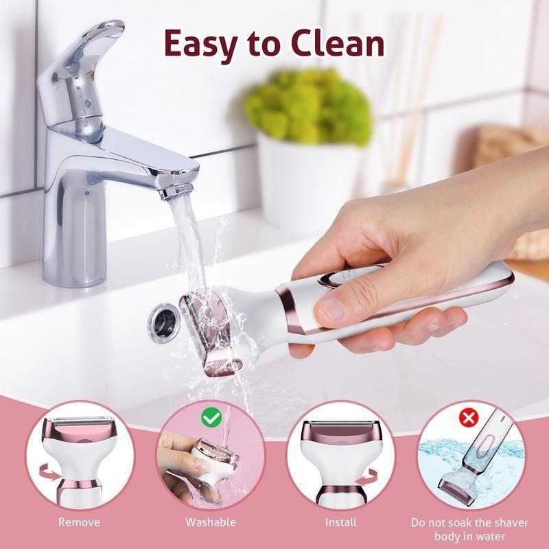 4 in 1 Electric Women's Razor, 1 Box Rechargeable Portable Cordless Body Hair Removal Machine, Personal Care Appliances for Women, Christmas Gift 7