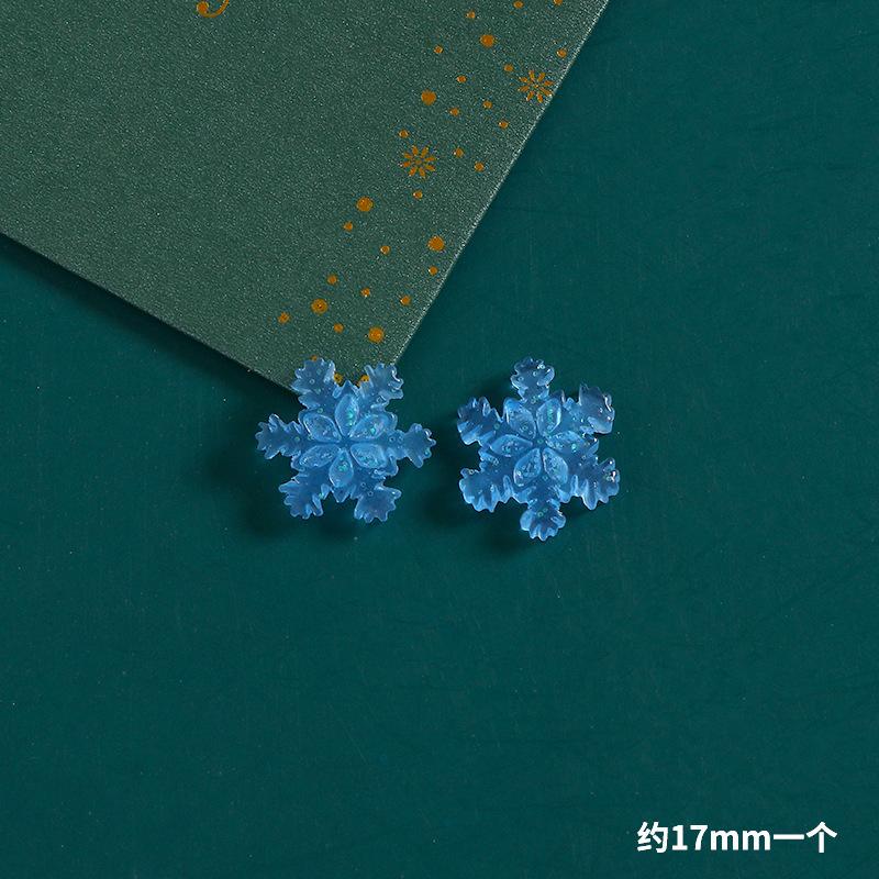 Product Introduction of 10pcs Christmas resin accessories glitter semi transparent snowflakes DIY phone cases, hair clips, holes, shoes, refrigerator patches, car keys, small ornaments, decorations 13