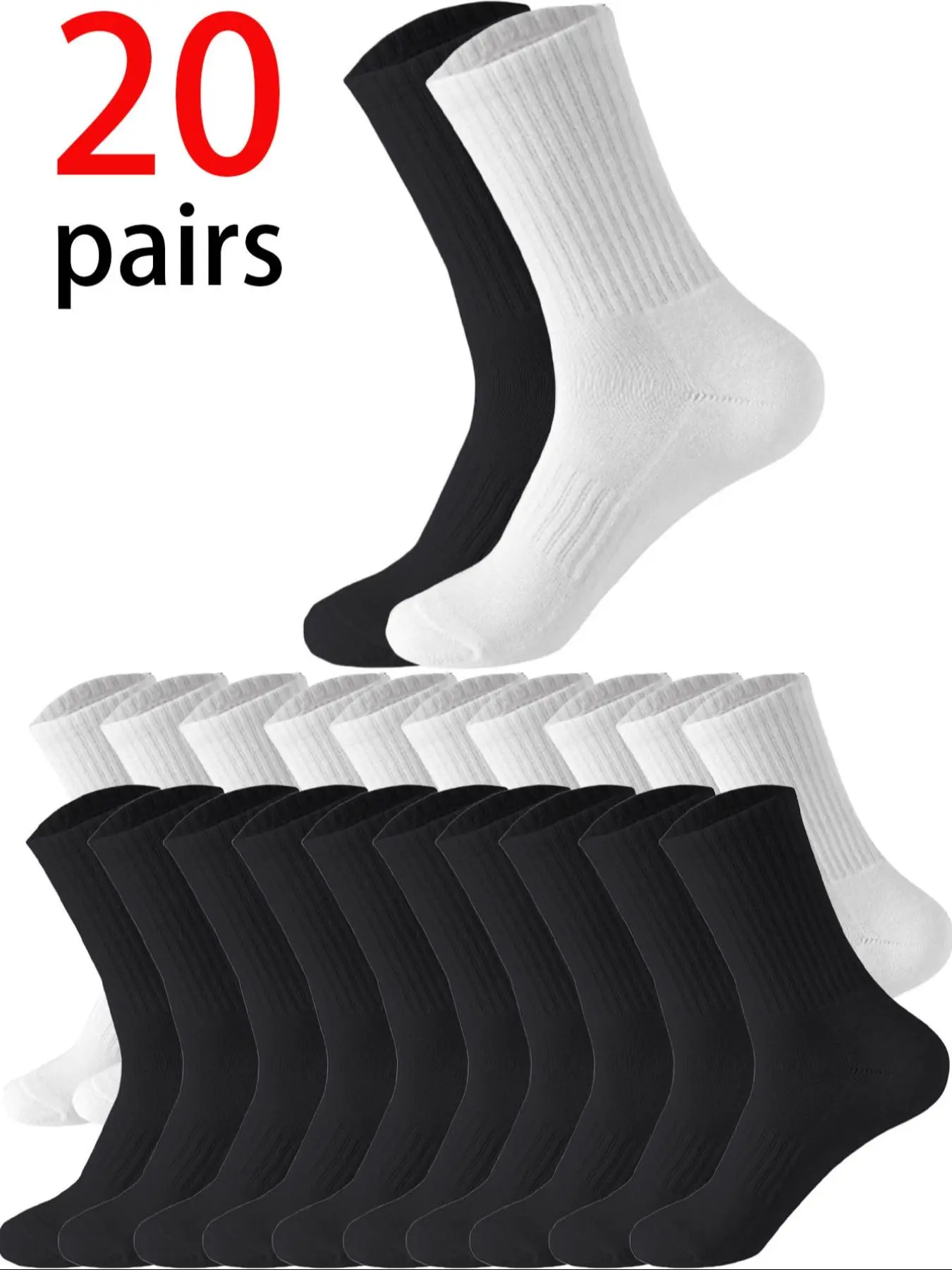 Men's Solid Color Mid-calf Socks, Casual Soft Comfy Breathable Socks for Women, Multipack Knit Socks for Daily Wear