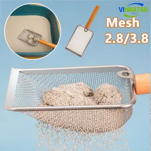 Vinnatsu Sekop Serokan Pasir Stainless Berlubang Kecil  Serokan Pasir Kucing Sekop Lubang 3mm Anti Bocor Pasir Bersih Tool  Excrement Shovel Bentonite Deep Cleaning Tool