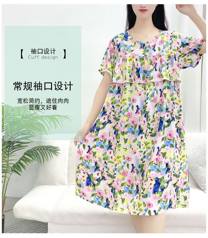 Product Introduction of Cotton and silk short-sleeved dress, summer new anti-bumping loose nightdress loose can be worn outside thin loungewear women 22