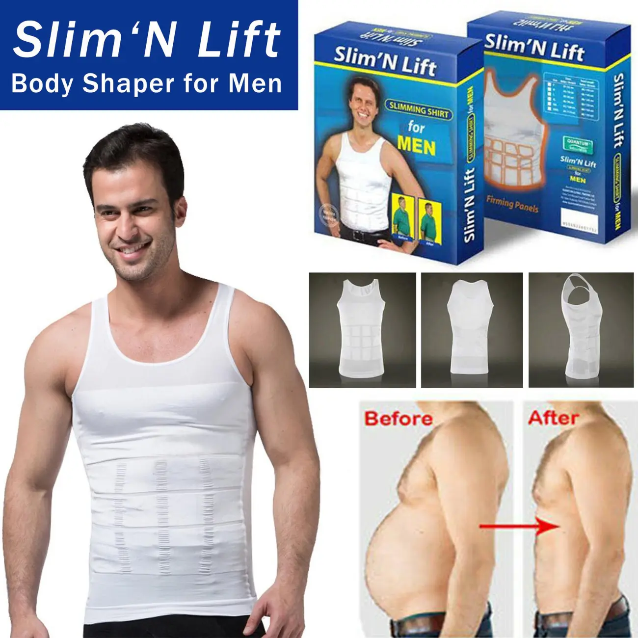 Slim N Lift Body Shaping For Man - Kaos Dalam Pria Ampuh Mengecilkan Tubuh