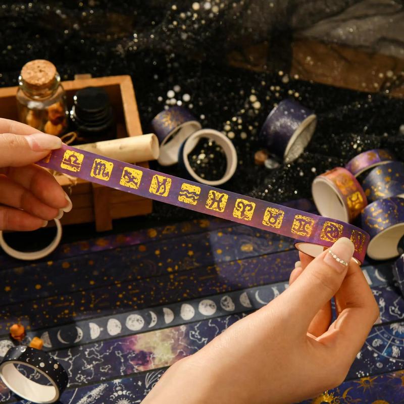Product Introduction of Constellation Pattern Washi Tape, 20pcs/box Vintage Tape for Gifts Wrapping & Scrapbooking & Journal Making, DIY Decorative Tape for School Home 3