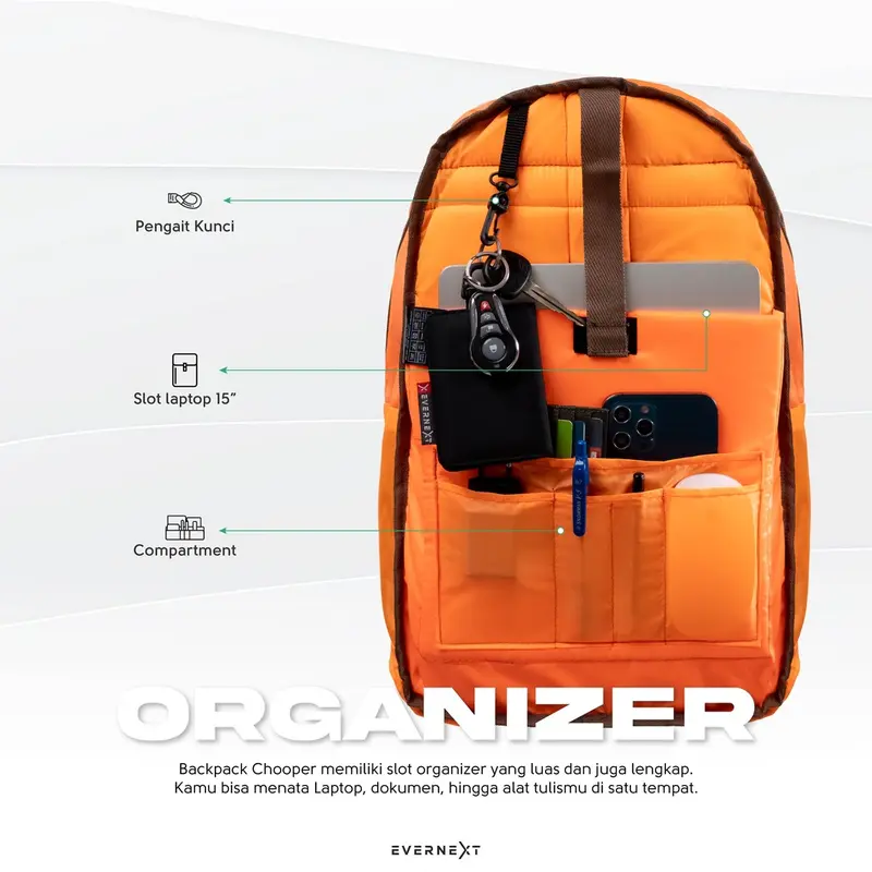 Evernext - Tas Ransel Laptop Wanita Backpack Chooper Tas Punggung Wanita Tas Outdoor Tas Sekolah Tas Kuliah Wanita 2