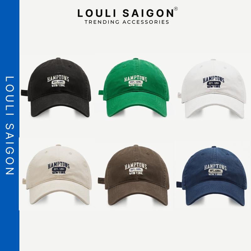 Mũ lưỡi trai LOULI SAIGON thêu chữ HAMPTONS form mềm nón lưỡi trai nam nữ cá tính M35