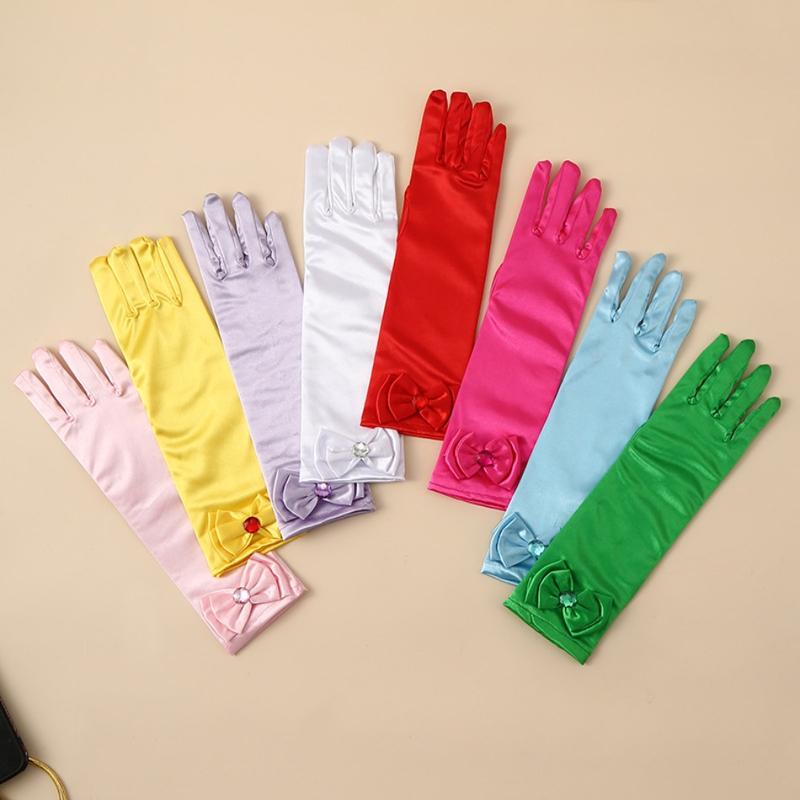 Product Introduction of Children's Princess Long Gloves, Girls' Birthday Party Princess Elsa Anna Accessories Long Finger Set 0