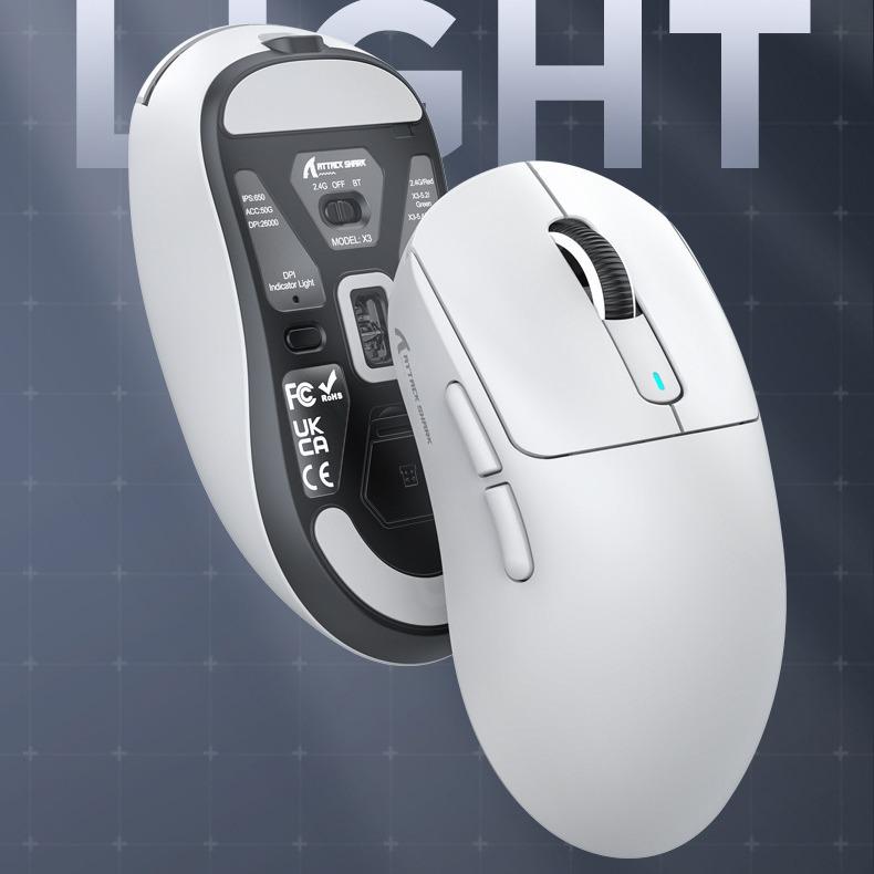 Chuột Gaming Không Dây Attack Shark X3, Pixart 3395, 26000 DPI, Siêu Nhẹ 49G...